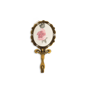 Limited Edition Hand Embroidery Handheld Makeup Beauty Metal Mirror - SinoCultural -- MIR013