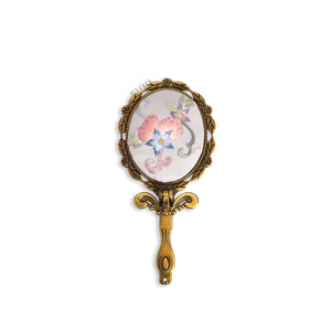Limited Edition Hand Embroidery Handheld Makeup Beauty Metal Mirror - SinoCultural -- MIR016