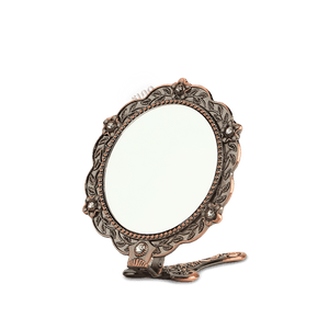 Limited Edition Hand Embroidery Handheld Makeup Beauty Metal Mirror - SinoCultural -- MIR016