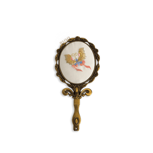 Limited Edition Hand Embroidery Handheld Makeup Beauty Metal Mirror - SinoCultural -- MIR018