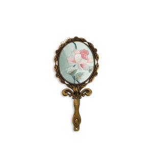 Limited Edition Hand Embroidery Handheld Makeup Beauty Metal Mirror - SinoCultural -- MIR022