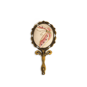Limited Edition Hand Embroidery Handheld Makeup Beauty Metal Mirror - SinoCultural -- MIR011