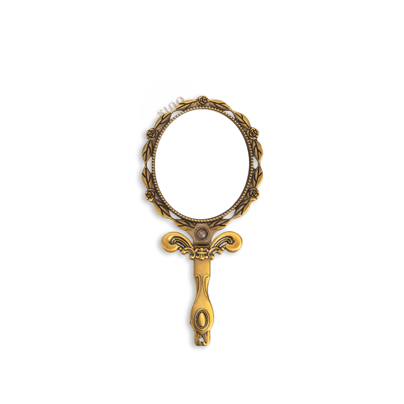 Limited Edition Hand Embroidery Handheld Makeup Beauty Metal Mirror - SinoCultural -- MIR021
