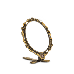 Limited Edition Hand Embroidery Handheld Makeup Beauty Metal Mirror - SinoCultural -- MIR018