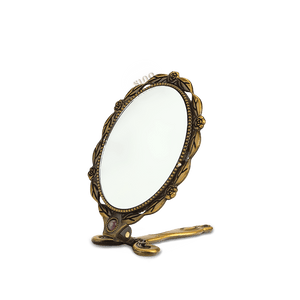 Limited Edition Hand Embroidery Handheld Makeup Beauty Metal Mirror - SinoCultural -- MIR021