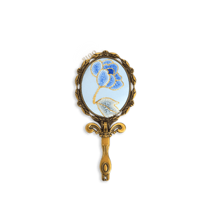 Limited Edition Hand Embroidery Handheld Makeup Beauty Metal Mirror - SinoCultural -- MIR022
