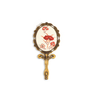 Limited Edition Hand Embroidery Handheld Makeup Beauty Metal Mirror - SinoCultural -- MIR027