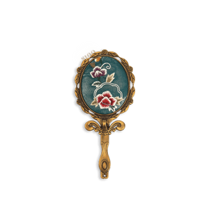 Limited Edition Hand Embroidery Handheld Makeup Beauty Metal Mirror - SinoCultural -- MIR028