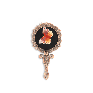 Limited Edition Hand Embroidery Handheld Makeup Beauty Metal Mirror - SinoCultural -- MIR013