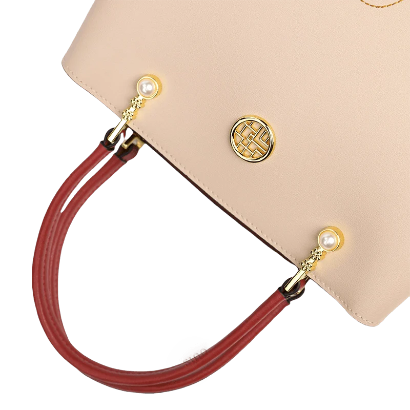 Embroidery Genuine Leather Elegant Crossbody Bag Veined Pattern - SinoCultural -- SC1753-A1