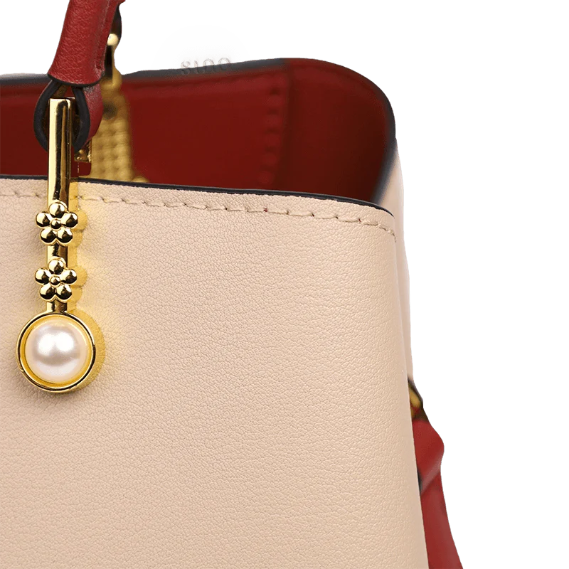 Embroidery Genuine Leather Elegant Crossbody Bag Veined Pattern - SinoCultural -- SC1753-A1