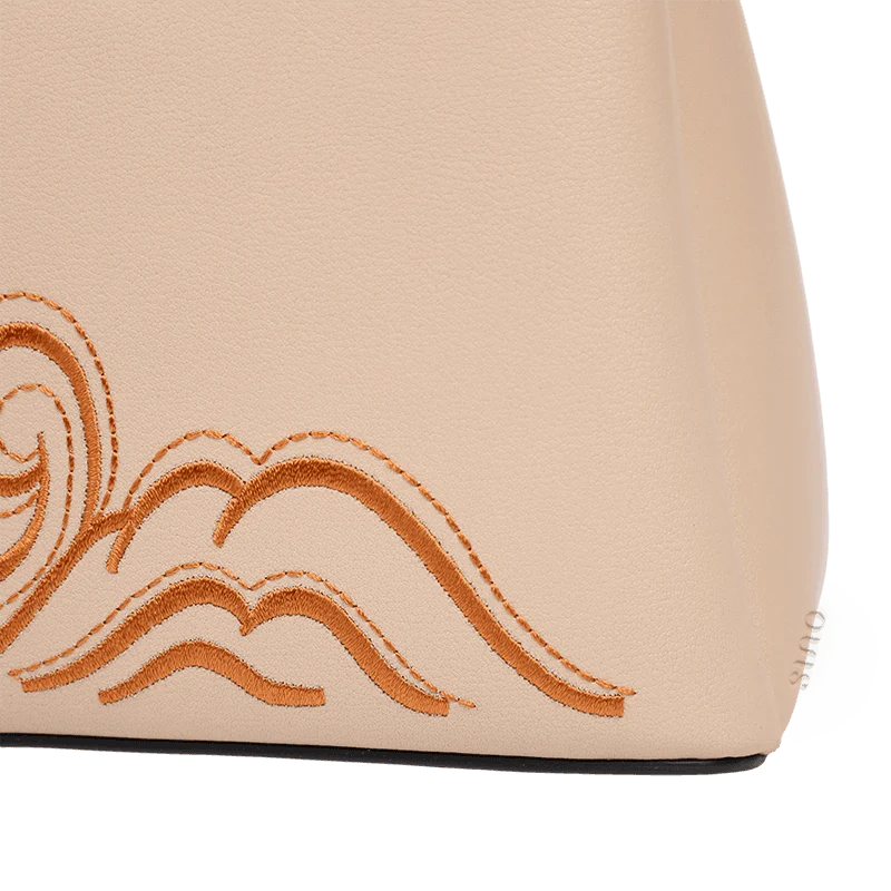Embroidery Genuine Leather Elegant Crossbody Bag Veined Pattern - SinoCultural -- SC1753-A1