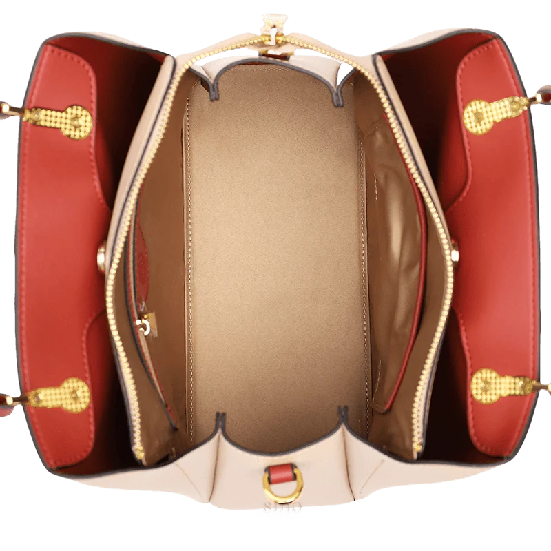 Embroidery Genuine Leather Elegant Crossbody Bag Veined Pattern - SinoCultural -- SC1753-A1