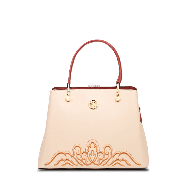 Embroidery Genuine Leather Elegant Crossbody Bag - SinoCultural -- SC1753-A4