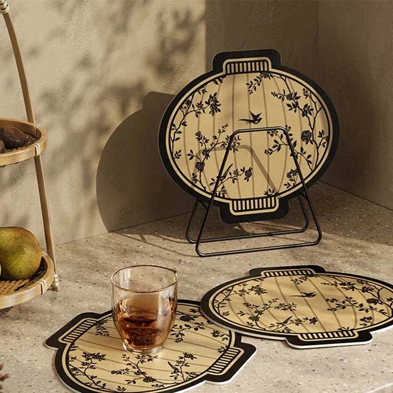 Chinoiserie Diatomite Absorbent Quick-Dry Non-Slip Round Coaster - SinoCultural -- TM054A12