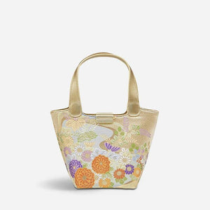Embroidery Exquisite Floral Luxe Gold Basket Bag - SinoCultural -- P170605