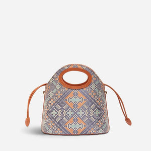 Zhuang Brocade Vintage Drawstring Bucket Bag - SinoCultural -- FJ120670