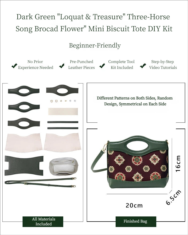 DIY Hand-Sewn Song Brocade Mini Bag Kit – "Loquat & Treasure Flower"