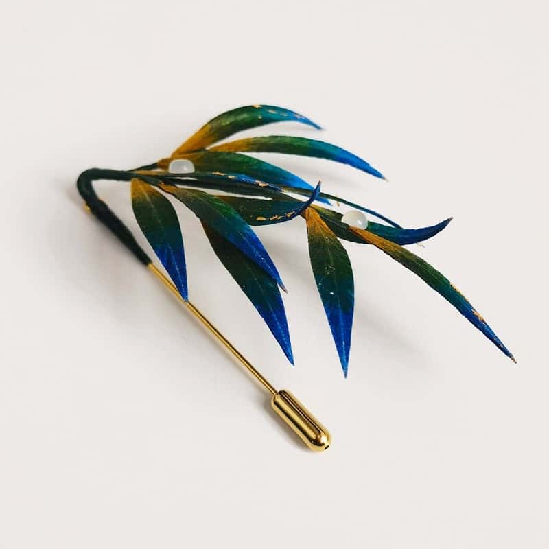 Cuiyun Bamboo Leaf Brooch | Chinese Intangible Heritage Ronghua Craft