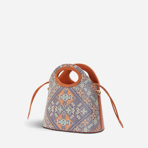 Zhuang Brocade Vintage Drawstring Bucket Bag - SinoCultural -- FJ120670