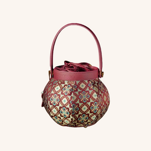 Song Brocade New Chinese Style Genuine Leather Lantern Bag