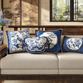 Chinoiserie Blue and White Porcelain Decorative Throw Pillow for Bedroom - SinoCultural -- SJZBZ077AA45