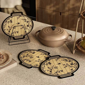 Chinoiserie Diatomite Absorbent Quick-Dry Non-Slip Round Coaster - SinoCultural -- TM054A12