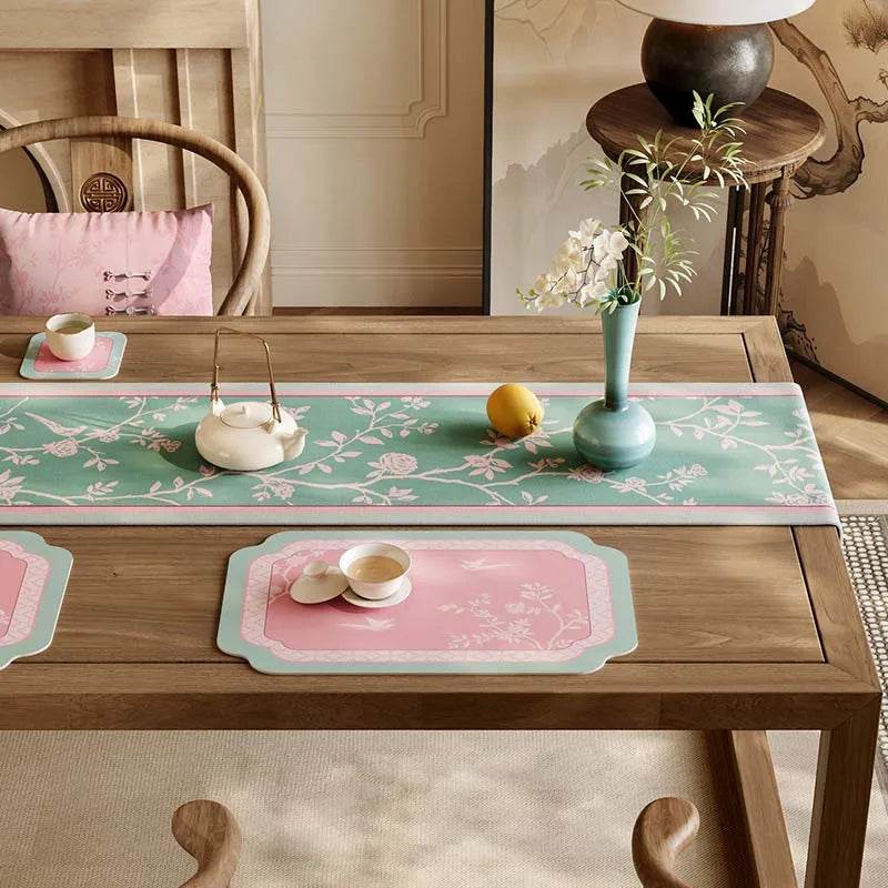 Chinoiserie Powder Pink Kitchen Countertop Drying Mat Dining Mat - SinoCultural -- TMO51A30