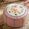 Chinoiserie Plush Flower Living Room Rest Pouf - SinoCultural -- B48J0037-2-C