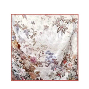 Mulberry Silk 14 Momme Square Scarf Radiant Floral 108x108 cm - SinoCultural -- CXFJ015