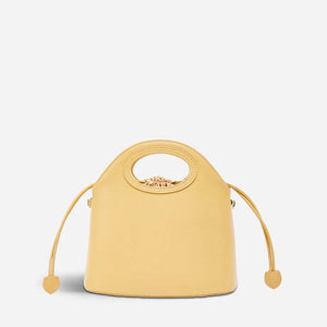 Printed Jacquard Lotus Khaki Drawstring Bucket Bag - SinoCultural -- LD120670-3