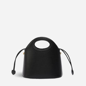 Xiangyunsha Silk Bamboo Black Drawstring Bucket Bag - SinoCultural -- YS120670-1