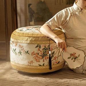 Chinoiserie Autumn Living Room Couch Cushion Pouf - SinoCultural -- B48J0022-1-C