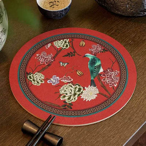 Chinoiserie Diatomite Absorbent Quick-Dry Non-Slip Round Coaster - SinoCultural -- TM052A16