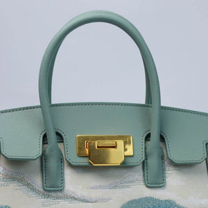 Embroidery Leather Elegant Birkin Handbag Cloud Mountain - SinoCultural -- P120659-1