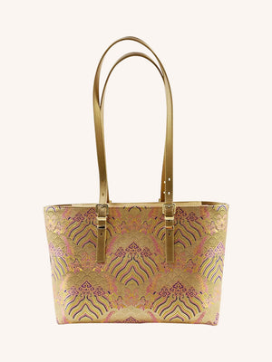 Song Brocade New Chinese Style Genuine Leather Heritage Tote Bag