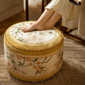 Chinoiserie Autumn Living Room Couch Cushion Pouf - SinoCultural -- B48J0022-1-C