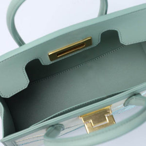 Embroidery Leather Elegant Birkin Handbag Cloud Mountain - SinoCultural -- P120659-1