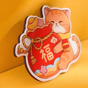 Chinese New Year Cute Cat Blessing Couplets Fridge Magnet Set - SinoCultural -- CNY026