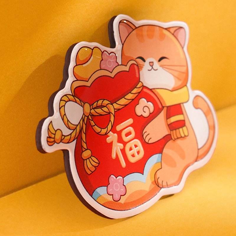 Chinese New Year Cute Cat Blessing Couplets Fridge Magnet Set - SinoCultural -- CNY026