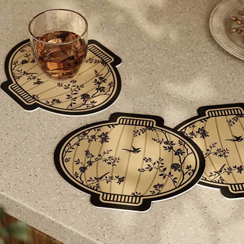Chinoiserie Diatomite Absorbent Quick-Dry Non-Slip Round Coaster - SinoCultural -- TM054A12