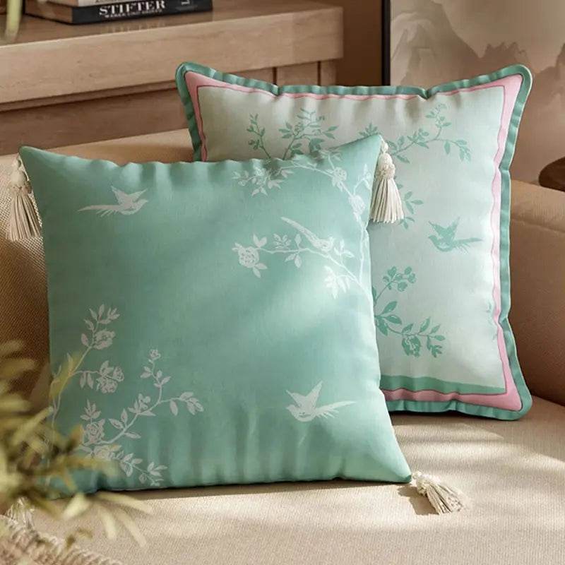 Chinoiserie Luxe Fresh Living Room Sofa Throw Pillow - SinoCultural -- SJZBZ063A