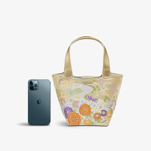 Embroidery Exquisite Floral Luxe Gold Basket Bag - SinoCultural -- P170605