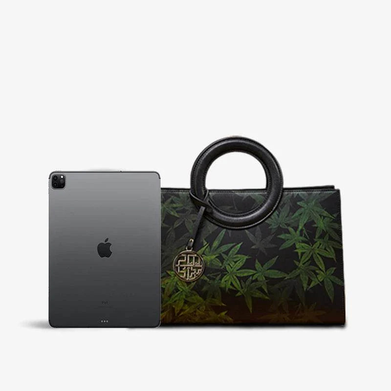Mulberry Silk Bamboo Print Black Crossbody Bag - SinoCultural -- P17003305