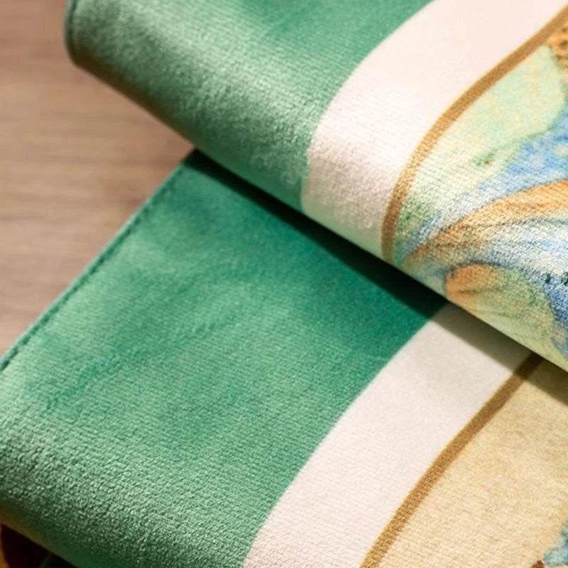 Chinoiserie Plush Green Living Room Rest Pouf - SinoCultural -- B48J0033-C