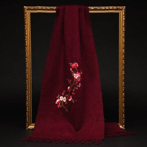 Handcrafted Su Embroidery Cashmere Scarf Luxury 190x30cm - SinoCultural -- HYFSJ017-5
