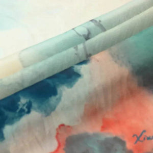 100% Mulberry Silk Ink Lotus Serene Design Long Scarf 180 x 50 Cm - SinoCultural -- LS075-1