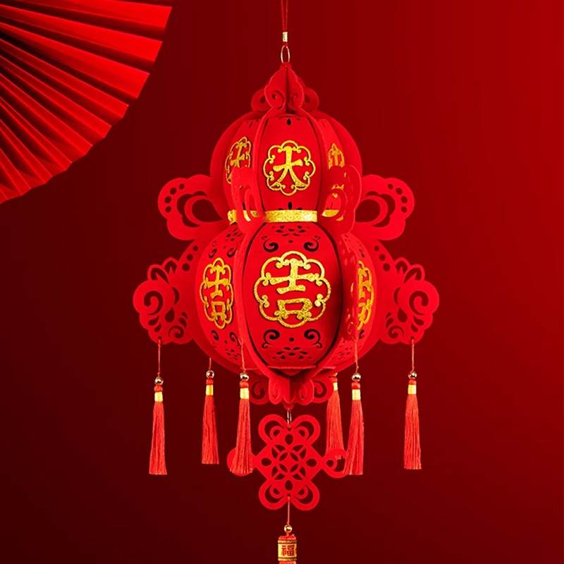 Chinese New Year 2025 Red Lantern Hanging Decoration - SinoCultural -- CNY009-1