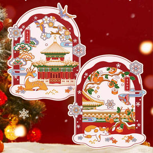 Chinese New Year Forbidden City Snow Window Clings - SinoCultural -- CNY005