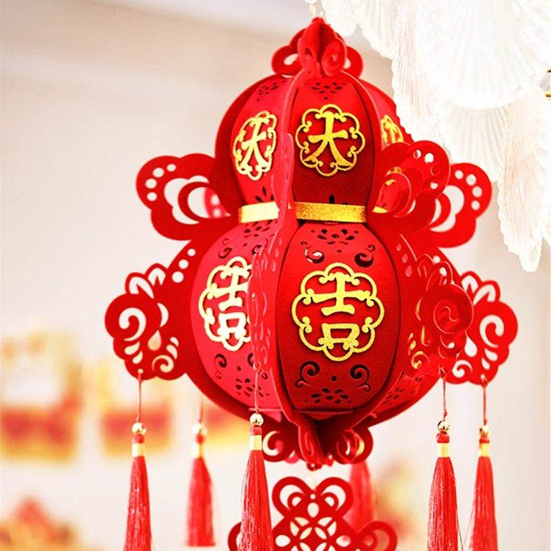Chinese New Year 2025 Red Lantern Hanging Decoration - SinoCultural -- CNY009-1